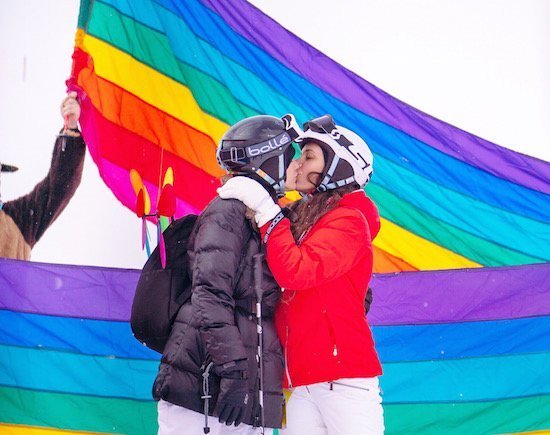 jasper pride 2018-kissing-rainbow-flag