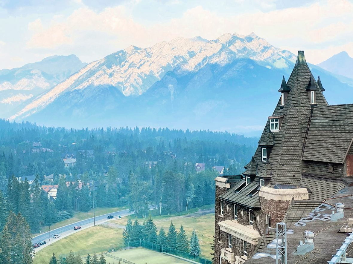 banff springs hotel with view of banff